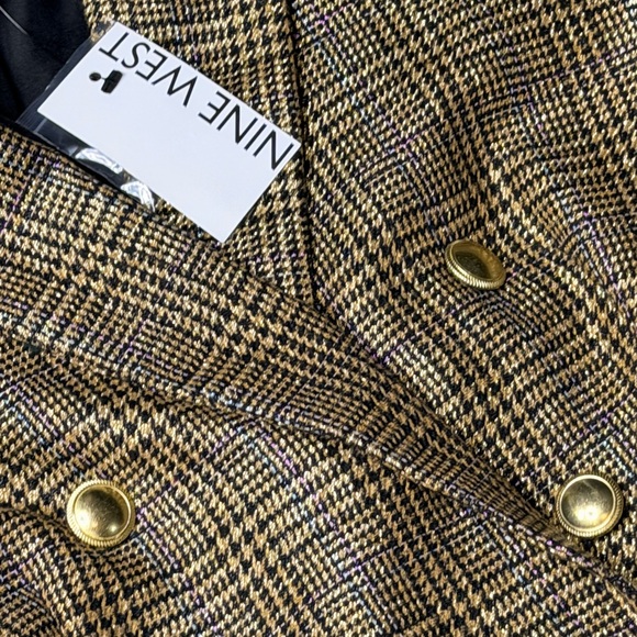 Nine West Checkered Blazer with Gold and Teal and Purple - Picture 5 of 10